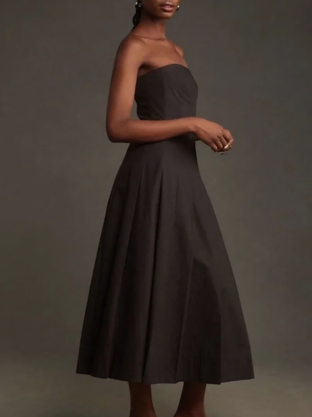 MARE MARE, Strapless Black Midi Dress - Classic A-Line